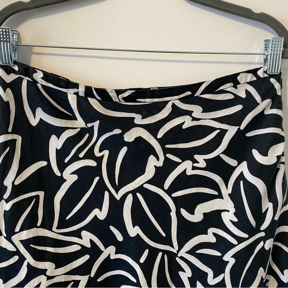 Willi Smith 100% Linen A-Line Midi Skirt Sz 6 Black White Pattern Lined - Picture 4 of 8